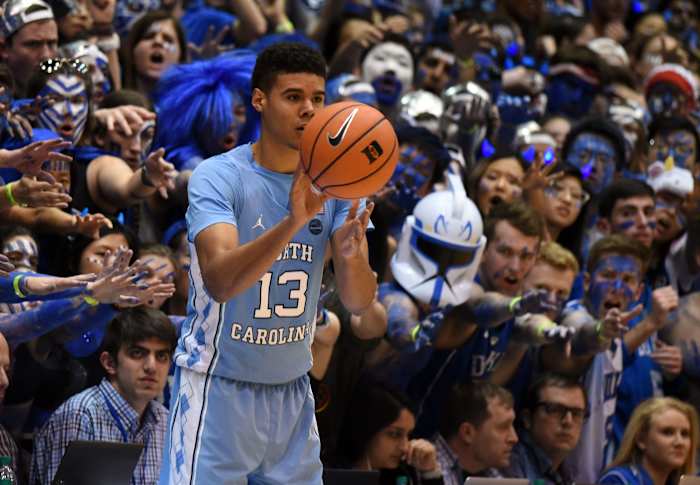 UNC basketball forward Cam Johnson versus Duke